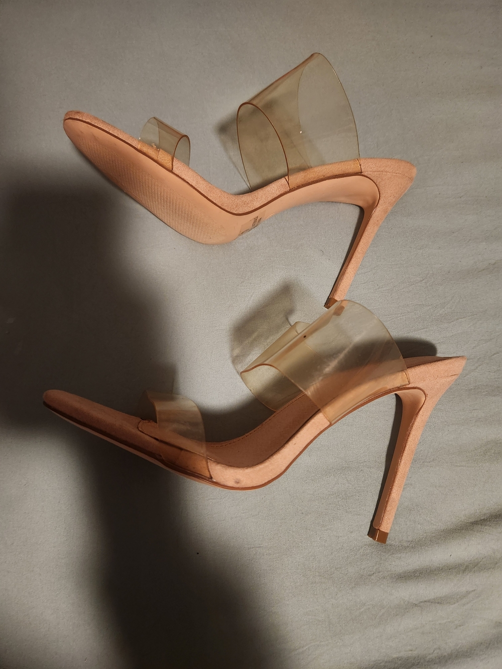Clear Strap Nude Stiletto Heels